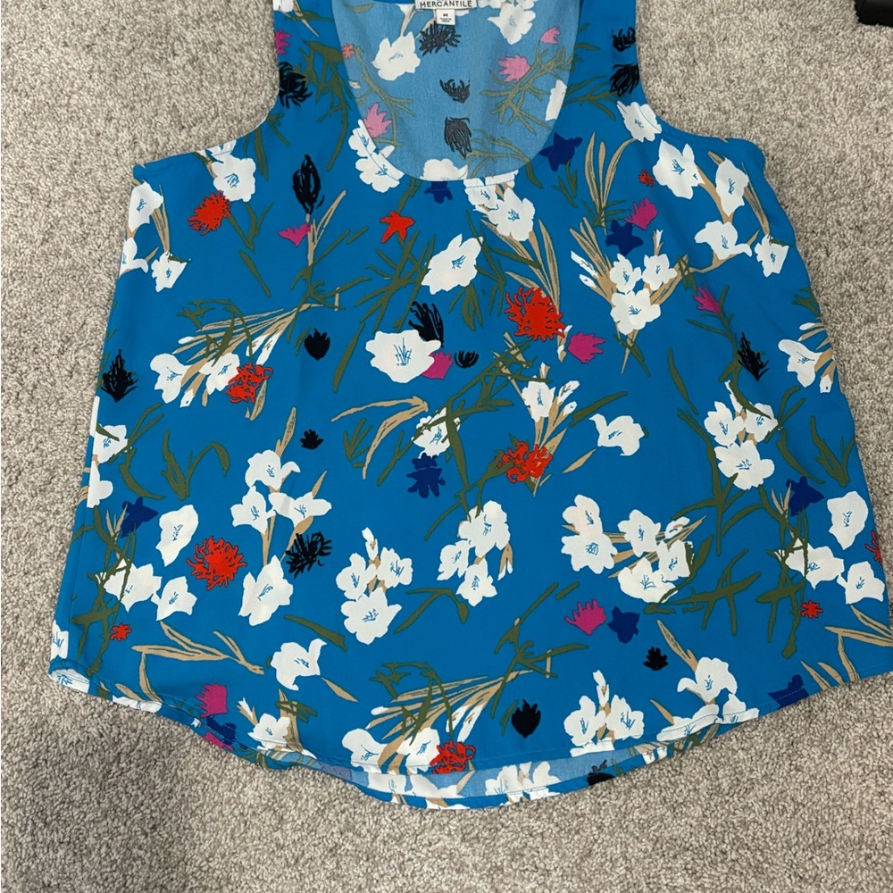 J Crew Mercantile Blouse Tank top Sleeveless Shirt Floral Lightweight M